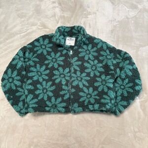 Hollister Teal Floral Fleece Jacket